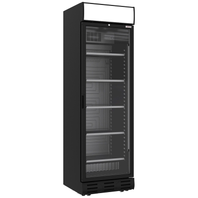 Vitrine ventilée positive 382 litres NOIRE avec caisson lumineux WR-38CA-AB